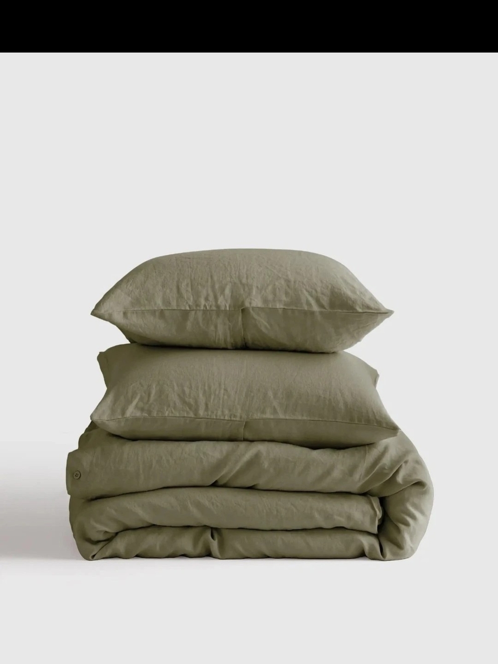 Quince European Linen Duvet Cover Set, Full Queen, Willowleaf, NEW